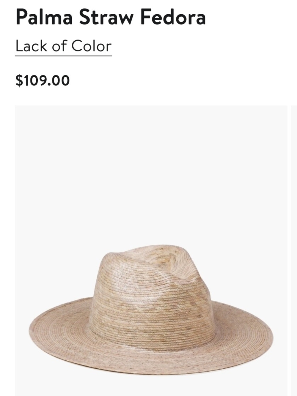 Lack Of Color Natural Palma Straw Fedora Hat Size S-M | NEW - Picture 16 of 16